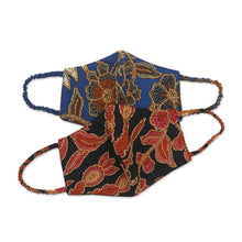 Load image into Gallery viewer, Pair of Cotton Batik Beaded Face Masks - Beaded Batik | NOVICA