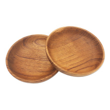 Load image into Gallery viewer, Handmade Teak Wood Snack Bowls from Bali (Pair) - Dinner for Friends | NOVICA