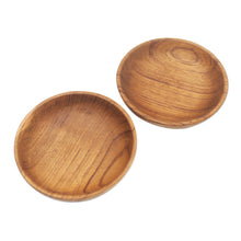 Load image into Gallery viewer, Handmade Teak Wood Snack Bowls from Bali (Pair) - Dinner for Friends | NOVICA