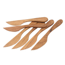 Load image into Gallery viewer, Handmade Teak Wood Dinner Knives from Bali (Set of 6) - Sharp Set | NOVICA