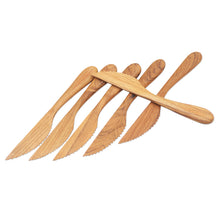 Load image into Gallery viewer, Handmade Teak Wood Dinner Knives from Bali (Set of 6) - Sharp Set | NOVICA
