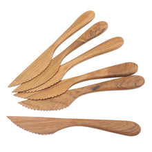 Load image into Gallery viewer, Handmade Teak Wood Dinner Knives from Bali (Set of 6) - Sharp Set | NOVICA