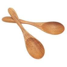 Load image into Gallery viewer, Hand Made Teak Wood Salad Spoons from Bali (Pair) - Hearty Meal | NOVICA