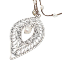 Load image into Gallery viewer, Sterling Silver and Cultured Pearl Pendant Necklace - Miana Leaves | NOVICA