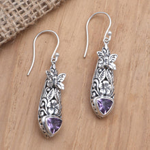 Load image into Gallery viewer, Amethyst and Blue Topaz Butterfly Earrings - Butterfly Wish | NOVICA