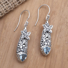 Load image into Gallery viewer, Amethyst and Blue Topaz Butterfly Earrings - Butterfly Wish | NOVICA