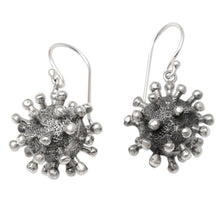 Load image into Gallery viewer, Sterling Silver Coronavirus Dangle Earrings - Invisible | NOVICA