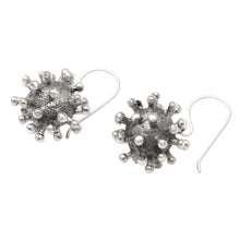 Load image into Gallery viewer, Sterling Silver Coronavirus Dangle Earrings - Invisible | NOVICA