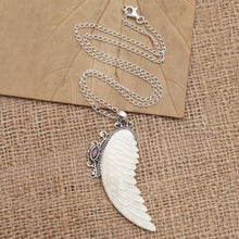 Load image into Gallery viewer, Garnet and Sterling Silver Angel Wing Pendant Necklace - Pale Angel | NOVICA