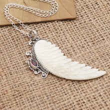 Load image into Gallery viewer, Garnet and Sterling Silver Angel Wing Pendant Necklace - Pale Angel | NOVICA