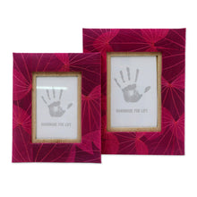Load image into Gallery viewer, Handcrafted Natural Fiber Photo Frames (4x6 and 3x5) - Autumn Spirit in Pink | NOVICA