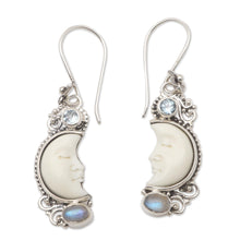 Load image into Gallery viewer, Hand Crafted Blue Topaz and Rainbow Moonstone Earrings - Blue Light | NOVICA