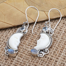 Load image into Gallery viewer, Hand Crafted Blue Topaz and Rainbow Moonstone Earrings - Blue Light | NOVICA