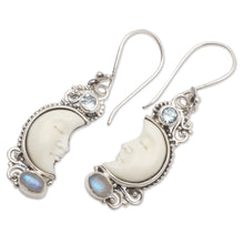 Load image into Gallery viewer, Hand Crafted Blue Topaz and Rainbow Moonstone Earrings - Blue Light | NOVICA