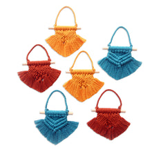 Load image into Gallery viewer, Hand Woven Colorful Cotton Holiday Ornaments (Set of 6) - Boho Christmas | NOVICA