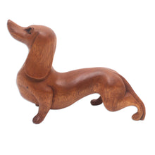 Load image into Gallery viewer, Handmade Suar Wood Dachshund Statuette - Dachshund Puppy | NOVICA