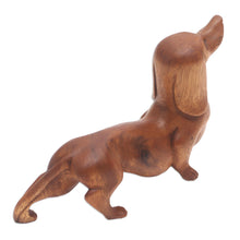 Load image into Gallery viewer, Handmade Suar Wood Dachshund Statuette - Dachshund Puppy | NOVICA