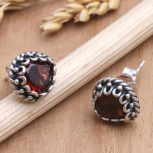 Load image into Gallery viewer, Garnet and Sterling Silver Stud Earrings - Mon Amour | NOVICA