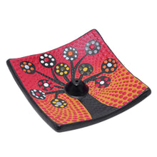 Load image into Gallery viewer, Ceramic Incense Holder Hand-painted in Indonesia - Vibrant Sapling | NOVICA
