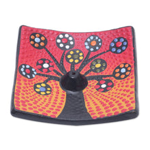 Load image into Gallery viewer, Ceramic Incense Holder Hand-painted in Indonesia - Vibrant Sapling | NOVICA