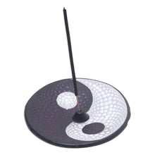 Load image into Gallery viewer, Yin Yang Ceramic Incense Holder Hand-painted in Indonesia - Yin Yang | NOVICA
