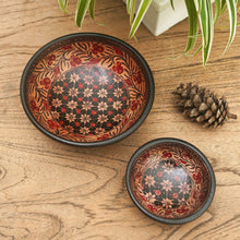 Load image into Gallery viewer, Red and Black Wadang Wood Batik Centerpieces (Set of 2) - Truntum Spring | NOVICA