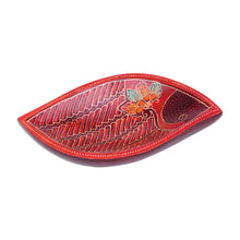 Load image into Gallery viewer, Hand-Painted Batik Leaf-Shaped Decorative Wood Plate - Javanese Leaf | NOVICA