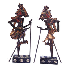 Load image into Gallery viewer, Handmade Klepu Wood Rama and Sita Shadow Puppets (Set of 2) - Divine Marriage | NOVICA