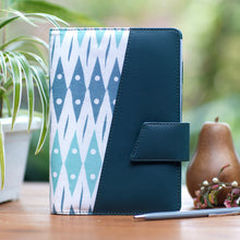 Load image into Gallery viewer, Handcrafted Batik Faux Leather Planner in Green from Java - Ivy Geometry | NOVICA
