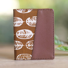 Load image into Gallery viewer, Handmade Redwood Faux Leather Card Wallet with Batik Motifs - Redwood Jungle | NOVICA