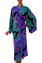Load image into Gallery viewer, Women's Batik Patterned Robe - Turquoise Ocean | NOVICA