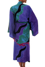 Load image into Gallery viewer, Women's Batik Patterned Robe - Turquoise Ocean | NOVICA
