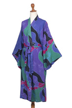 Load image into Gallery viewer, Women's Batik Patterned Robe - Turquoise Ocean | NOVICA