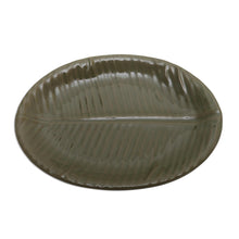 Load image into Gallery viewer, Fair Trade Stoneware Ceramic Serving Platter - Oval Banana Leaf | NOVICA