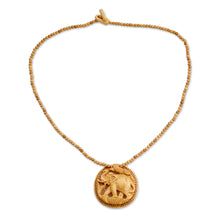 Load image into Gallery viewer, Hand Crafted Wood Necklace Indian Jewelry - Elephant Fortune