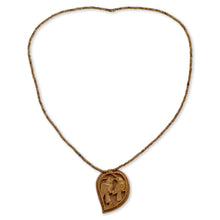 Load image into Gallery viewer, Hand Carved Wood Necklace from India Jewelry Collection - Love Takes Wing | NOVICA