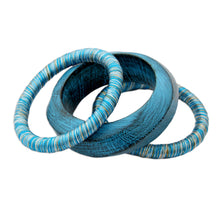 Load image into Gallery viewer, Mango Wood Bangle Bracelets from India (Set of 3) - Sky over Sikkim | NOVICA