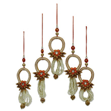 Load image into Gallery viewer, Beaded ornaments (Set of 5) - Kolkata Mistletoe | NOVICA