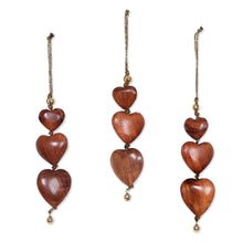 Load image into Gallery viewer, Wood ornaments (Set of 3) - Joyous Hearts | NOVICA