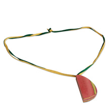 Load image into Gallery viewer, Leather and wood pendant necklace - Indian Medley | NOVICA