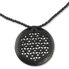Load image into Gallery viewer, Jali Jewelry Ebony Wood Beaded Necklace - Mughal Enchantress Medallion | NOVICA