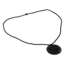 Load image into Gallery viewer, Jali Jewelry Ebony Wood Beaded Necklace - Mughal Enchantress Medallion | NOVICA