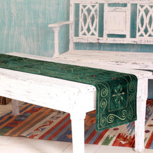 Load image into Gallery viewer, Embellished Green Velvet Table Runner - Forest Green Wonderland