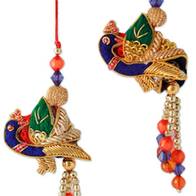 Load image into Gallery viewer, Beaded Peacock Christmas Ornaments - Set of 5 - Dancing Peacocks