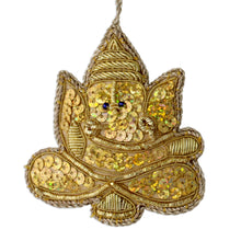 Load image into Gallery viewer, 4 Glittery Handmade Ornaments Depicting Lord Ganesha - Happy Ganesha | NOVICA