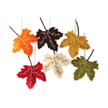 Load image into Gallery viewer, Handcrafted Holiday Leaf Ornaments from India Set of 6 - Maple Glory | NOVICA