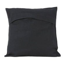 Load image into Gallery viewer, Chainstitch Embroidery Black Cotton Cushion Covers (Pair) - Midnight in the Garden | NOVICA