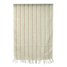 Load image into Gallery viewer, Hand Woven Linen Shawl with Stripes and Fringes from India - Desert Stripes | NOVICA