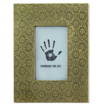 Load image into Gallery viewer, Green Aluminum Floral Photo Frame (4x6) from India - Flowery Green | NOVICA