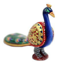 Load image into Gallery viewer, Hand Carved Multicolored Peacock Figurine - Posturing Peacock